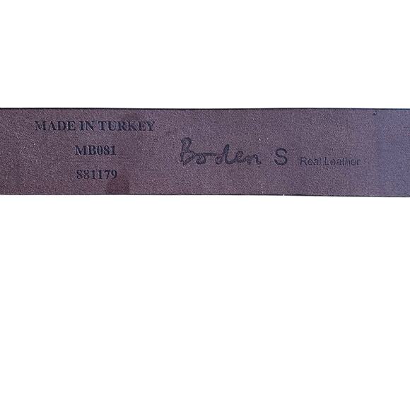 Boden Dark Brown Leather Waist Belt Sz Small Simple Brass Buckle - Picture 5 of 9